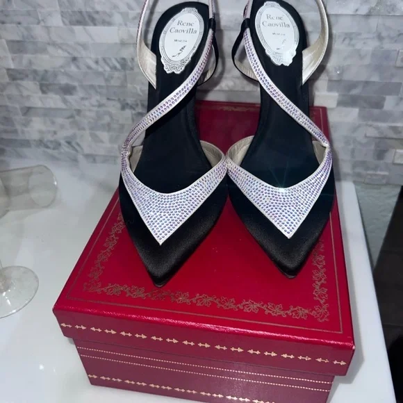 Rene Caovilla Black & White Slingback size 37 7B - Picture 6 of 12